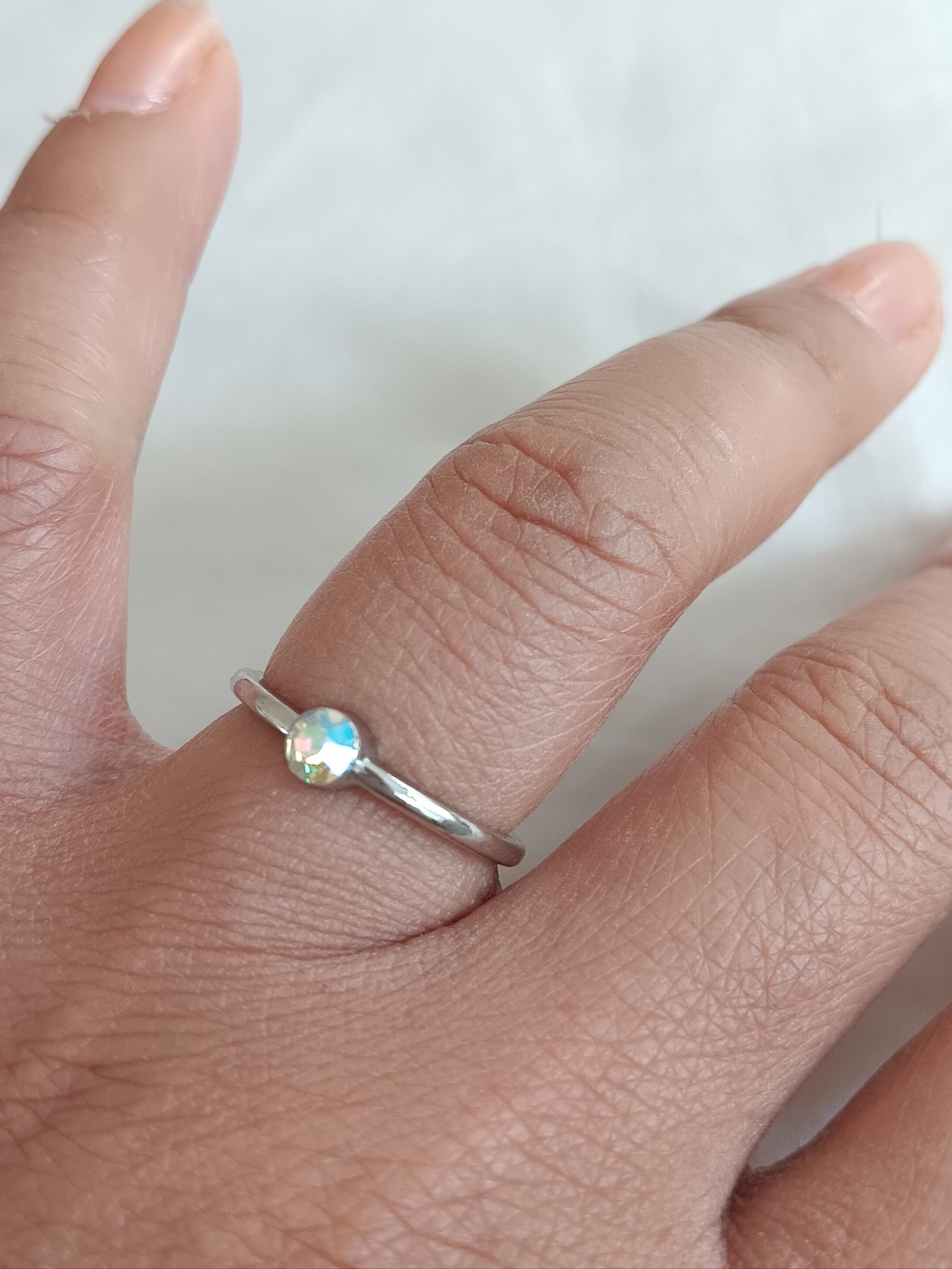 Silver Opal-Style Ring Size 7